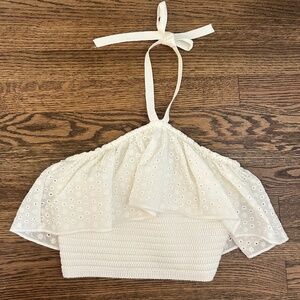 Zara Embroidered Eyelet Knit Top- Size S